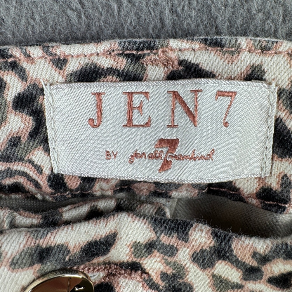 New Jen7 Jeans Women 12 Ankle Skinny Leopard Print Sculpt Panel Stretch Animal - Picture 14 of 16